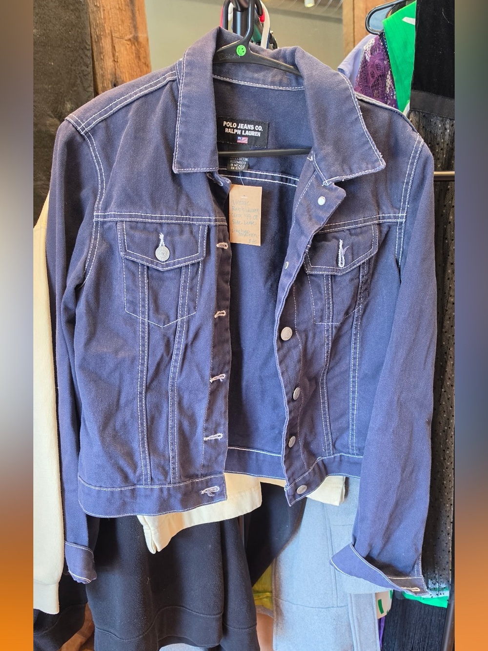Y2K Women's Navy Jean Jacket Polo Ralph Lauren